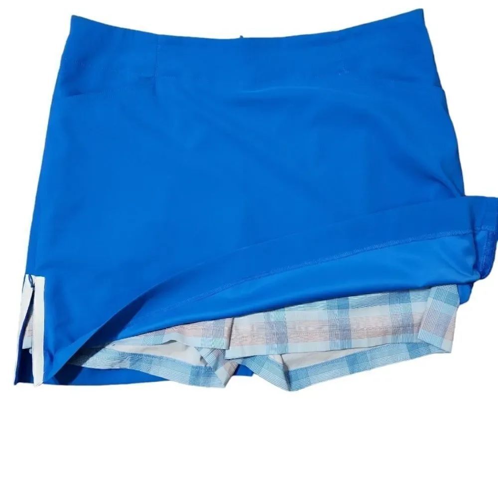 Nike Golf Fit Dry Royal Bright Blue 10 Medium Skort With Plaid Shorts